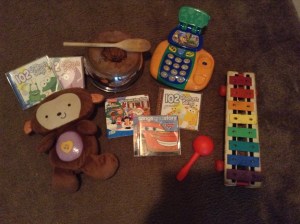Here are just a few items that can be used to encourage the musical intelligence. Homemade musical instruments (like a pot and wooden spoon) work just as well as purchased instruments.